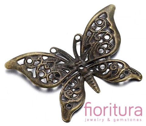 BAZA, ŁĄCZNIK,ZAWIESZKA FILIGRAN MOTYL 37,5x26,5x0,5MM KOLOR STARE ZŁOTO