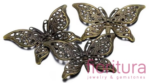 BAZA, ŁĄCZNIK,ZAWIESZKA FILIGRAN MOTYL 37,5x26,5x0,5MM KOLOR STARE ZŁOTO