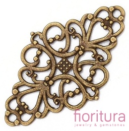  ŁĄCZNIK AŻUROWY ROMB 42x25x1MM KOLOR STARE ZŁOTO 