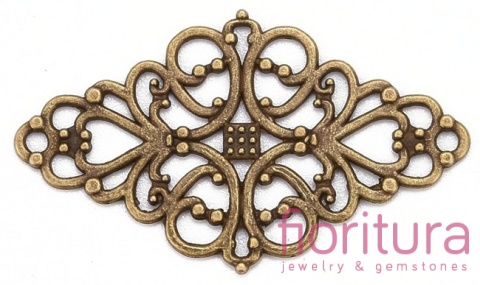  ŁĄCZNIK AŻUROWY ROMB 42x25x1MM KOLOR STARE ZŁOTO 