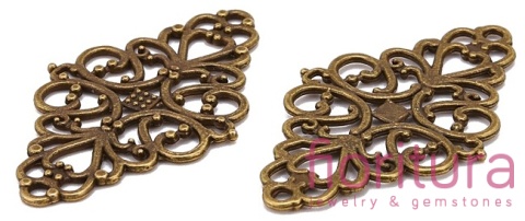  ŁĄCZNIK AŻUROWY ROMB 42x25x1MM KOLOR STARE ZŁOTO 