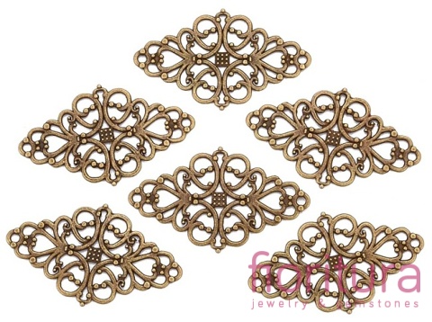  ŁĄCZNIK AŻUROWY ROMB 42x25x1MM KOLOR STARE ZŁOTO 