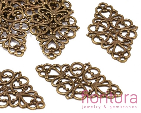  ŁĄCZNIK AŻUROWY ROMB 42x25x1MM KOLOR STARE ZŁOTO 