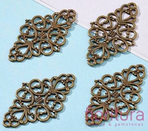  ŁĄCZNIK AŻUROWY ROMB 42x25x1MM KOLOR STARE ZŁOTO 