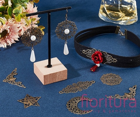 BAZA, ŁĄCZNIK, ZAWIESZKA FILIGRAN OWAL 81x35x1MM KOLOR STARE ZŁOTO