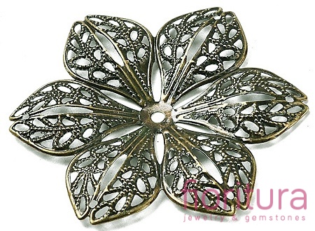 BAZA, ŁĄCZNIK,ZAWIESZKA, NAKŁADKA FILIGRAN KWIAT 43x2MM KOLOR STARE ZŁOTO 