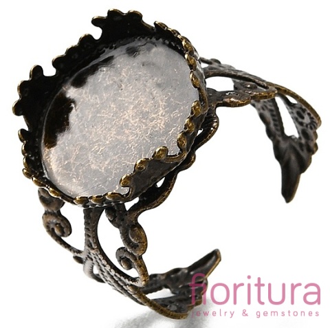 BAZA PIERŚCIONKA FILIGRANOWA 18x16x2MM KOLOR STARE ZŁOTO