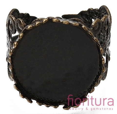 BAZA PIERŚCIONKA FILIGRANOWA 18x16x2MM KOLOR STARE ZŁOTO