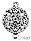  ŁĄCZNIK OKRĄGŁY Z KWIATEM 20x14x1MM KOLOR STARE SREBRO