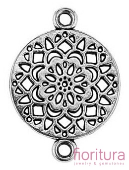  ŁĄCZNIK OKRĄGŁY Z KWIATEM 20x14x1MM KOLOR STARE SREBRO