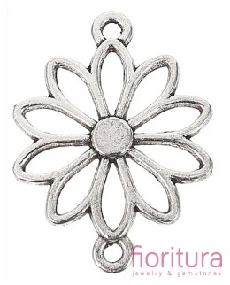 ŁĄCZNIK AŻUROWY KWIAT 25x19x2MM KOLOR STARE SREBRO
