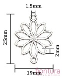 ŁĄCZNIK AŻUROWY KWIAT 25x19x2MM KOLOR STARE SREBRO