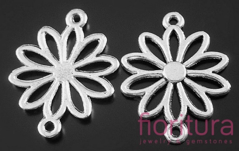 ŁĄCZNIK AŻUROWY KWIAT 25x19x2MM KOLOR STARE SREBRO