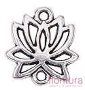  ŁĄCZNIK KWIAT LOTOSU 15x14x2MM KOLOR STARE SREBRO