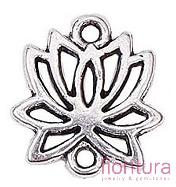  ŁĄCZNIK KWIAT LOTOSU 15x14x2MM KOLOR STARE SREBRO