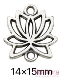  ŁĄCZNIK KWIAT LOTOSU 15x14x2MM KOLOR STARE SREBRO