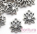 ŁĄCZNIK KWIAT LOTOSU 15x14x2MM KOLOR STARE SREBRO