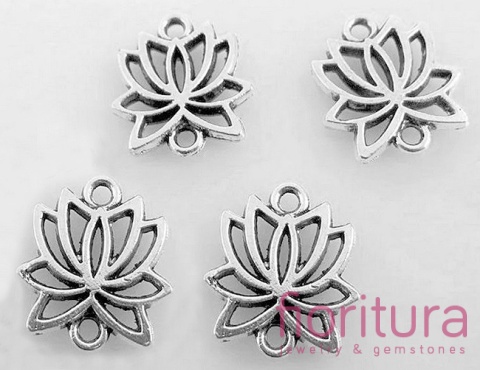  ŁĄCZNIK KWIAT LOTOSU 15x14x2MM KOLOR STARE SREBRO