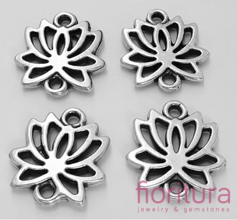  ŁĄCZNIK KWIAT LOTOSU 15x14x2MM KOLOR STARE SREBRO