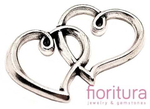  ŁĄCZNIK PODWÓJNE SERCA 33x20x3MM  KOLOR STARE SREBRO