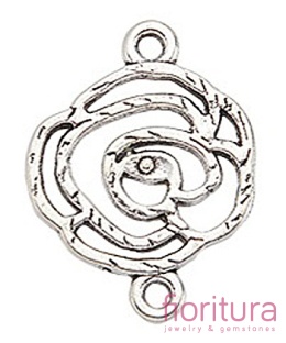 ŁĄCZNIK AŻUROWA RÓŻA 26x20x1MM KOLOR STARE SREBRO