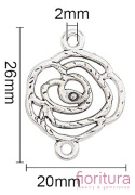 ŁĄCZNIK AŻUROWA RÓŻA 26x20x1MM KOLOR STARE SREBRO