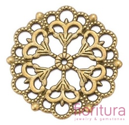  ŁĄCZNIK AŻUROWY KWIAT KOŁO 29x1MM KOLOR STARE ZŁOTO