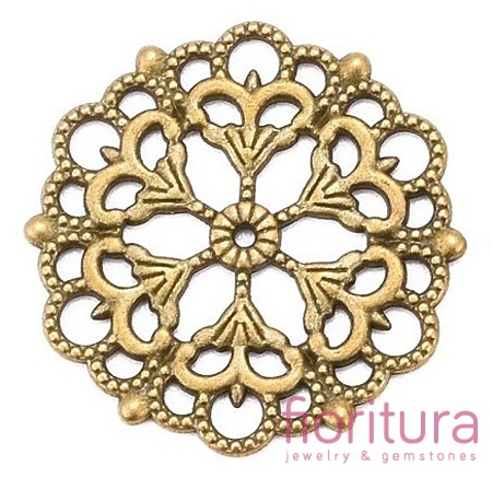  ŁĄCZNIK AŻUROWY KWIAT KOŁO 29x1MM KOLOR STARE ZŁOTO