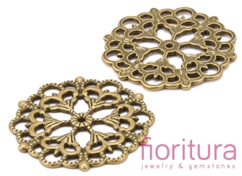  ŁĄCZNIK AŻUROWY KWIAT KOŁO 29x1MM KOLOR STARE ZŁOTO