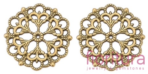  ŁĄCZNIK AŻUROWY KWIAT KOŁO 29x1MM KOLOR STARE ZŁOTO