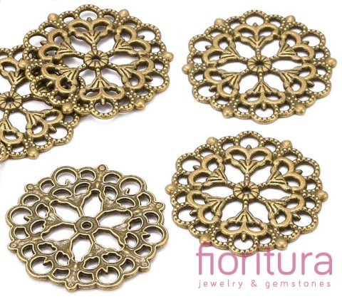  ŁĄCZNIK AŻUROWY KWIAT KOŁO 29x1MM KOLOR STARE ZŁOTO