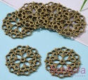  ŁĄCZNIK AŻUROWY KWIAT KOŁO 29x1MM KOLOR STARE ZŁOTO