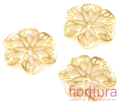 ŁĄCZNIK AŻUROWY KWIAT ZAWIESZKA 21x2MM KOLOR ZŁOTY