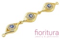 TRZY CZĘŚCIOWY ŁĄCZNIK EMALIOWANY  Z CYRKONIAMI MICRO PAVE  NIEBIESKIE OKO PROROKA 63x10x3,8MM KOLOR ZŁOTY