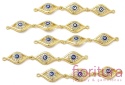 TRZY CZĘŚCIOWY ŁĄCZNIK EMALIOWANY  Z CYRKONIAMI MICRO PAVE  NIEBIESKIE OKO PROROKA 63x10x3,8MM KOLOR ZŁOTY