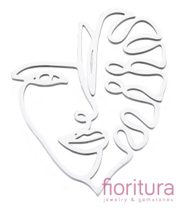 ŁĄCZNIK AŻUROWY  ZAWIESZKA ZARYS TWARZY 37x30x1MM  KOLOR PLATINUM