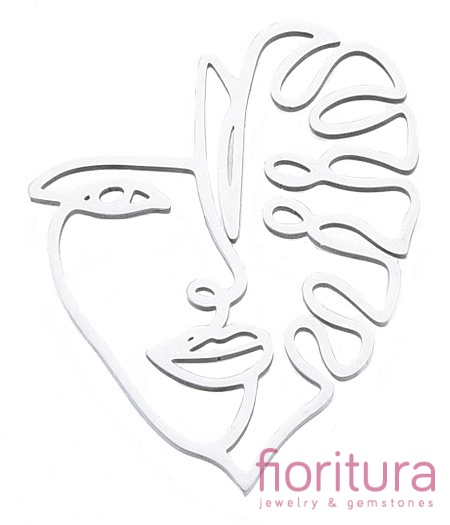 ŁĄCZNIK AŻUROWY  ZAWIESZKA ZARYS TWARZY 37x30x1MM  KOLOR PLATINUM