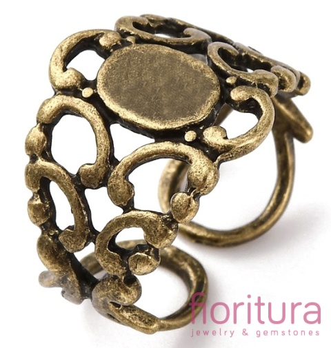 BAZA PIERŚCIONKA  FILIGRANOWA  18x16x2MM KOLOR STARE ZŁOTO