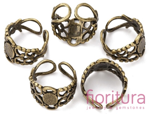 BAZA PIERŚCIONKA  FILIGRANOWA  18x16x2MM KOLOR STARE ZŁOTO