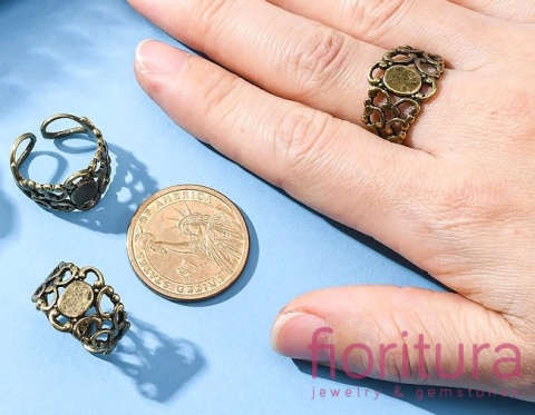 BAZA PIERŚCIONKA  FILIGRANOWA  18x16x2MM KOLOR STARE ZŁOTO