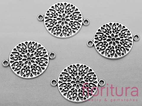  ŁĄCZNIK AŻUROWY OKRĄGŁY 24x18x1MM KOLOR STARE SREBRO