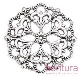  ŁĄCZNIK AŻUROWY KWIAT KOŁO 29x1MM KOLOR STARE SREBRO
