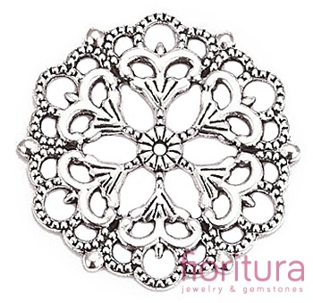  ŁĄCZNIK AŻUROWY KWIAT KOŁO 29x1MM KOLOR STARE SREBRO