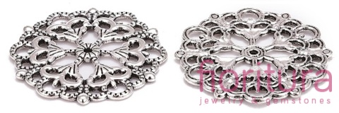  ŁĄCZNIK AŻUROWY KWIAT KOŁO 29x1MM KOLOR STARE SREBRO
