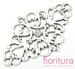  ŁĄCZNIK AŻUROWY ROMB 42x25x1MM KOLOR STARE SREBRO