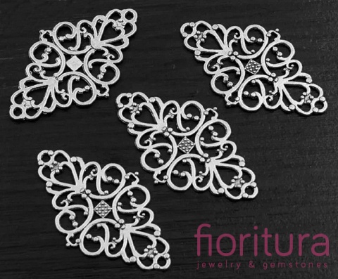  ŁĄCZNIK AŻUROWY ROMB 42x25x1MM KOLOR STARE SREBRO