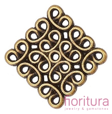  ŁĄCZNIK AŻUROWY  KWADRAT 15x15x1,5MM KOLOR STARE ZŁOTO 