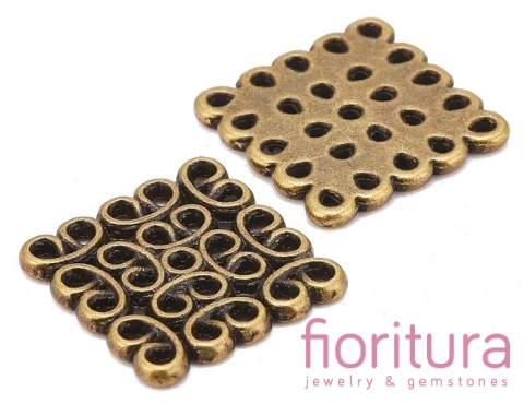  ŁĄCZNIK AŻUROWY  KWADRAT 15x15x1,5MM KOLOR STARE ZŁOTO 