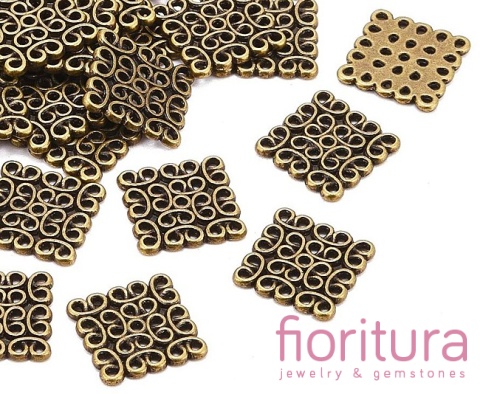  ŁĄCZNIK AŻUROWY  KWADRAT 15x15x1,5MM KOLOR STARE ZŁOTO 