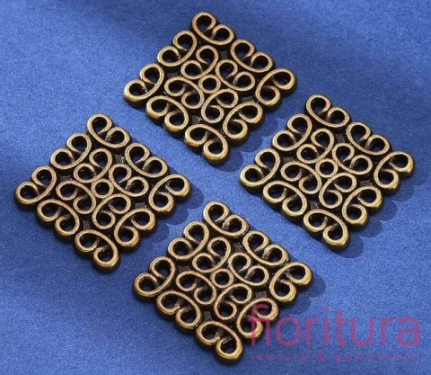  ŁĄCZNIK AŻUROWY  KWADRAT 15x15x1,5MM KOLOR STARE ZŁOTO 